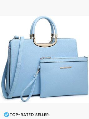 Vegan Leather Satchel Purse Tote Bag Work Handbag with Wallet